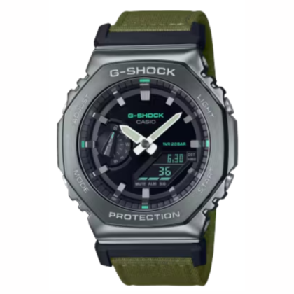 Casio G-shock GM-2100CB-3A Green Cloth Band Men Watch